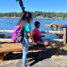Jeeon and his counselor looking upon Vaughn Bay